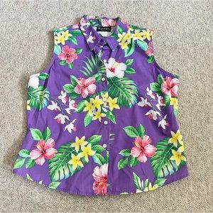 Purple Made in Hawaii Hawaiian Print Medium Tank Top